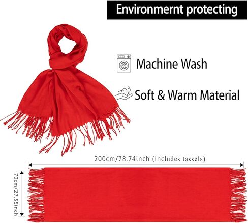 Winter Scarf for Women Warm Solid Color Soft Scarves Pashmina Shawl Wraps in Kuwait