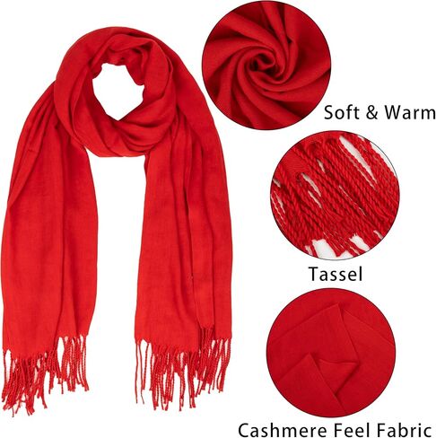 Winter Scarf for Women Warm Solid Color Soft Scarves Pashmina Shawl Wraps in Kuwait