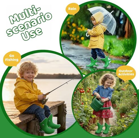 Rain Boots Kids Toddler for Girls & Boys Animal Dinosaur Crocodile Alligator Lightweight Little Kids Waterproof Rain Boots Size 10 with Non-Slip Outsole for Rain Water Snow and Winter in Saudi Arabia