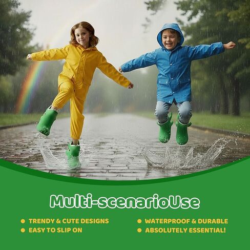 Rain Boots Kids Toddler for Girls & Boys Animal Dinosaur Crocodile Alligator Lightweight Little Kids Waterproof Rain Boots Size 10 with Non-Slip Outsole for Rain Water Snow and Winter in Saudi Arabia