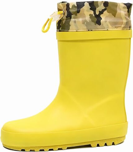 Toddler Kids Drawstring Rain Boots, Waterproof Rubber Rain Shoes with Adjustable Cuff & Non-Slip Sole for Girls Boys in Saudi Arabia