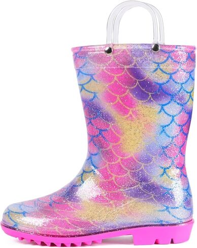 ANTLULU Kids Rain Boots Lightweight Waterproof Shoes with Easy-on Handles for Boys and Girls in Saudi Arabia