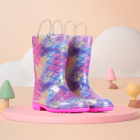 ANTLULU Kids Rain Boots Lightweight Waterproof Shoes with Easy-on Handles for Boys and Girls in Saudi Arabia
