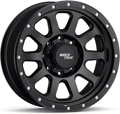 عجلة RockTrix RT111 مقاس 17 بوصة متوافقة مع شيفروليه سيلفرادو 2500 HD Chevy 3500HD، تناسب أيضًا GMC Sierra 2500 3500 HD، إطارات 17x8.5، 8x180 PCD 0 مم إزاحة، عجلة سوداء غير لامعة للطرق الوعرة in Kuwait
