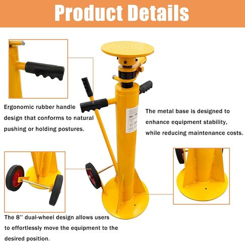 Standard Duty Trailer Stabilizing Jack Stand with 2 Movable Casters for Truck Maintenance Container Support 1000-1300mm Height 18000kg Lifting Capacity in Kuwait
