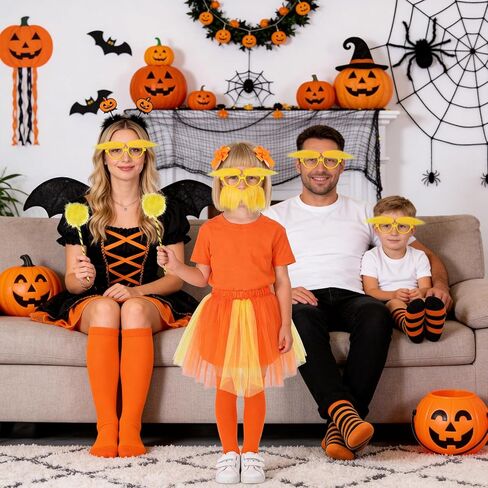 8pcs Orange costume accessories, orange tutu with yellow mustache and eyebrows set for Book Week Halloween Party in Saudi Arabia