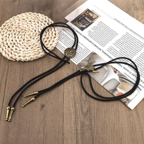 2pcs Western Bolo Tie Necklace, Adjustable Cowboy Cowgirl Necklaces Vintage Western Jewelry for Men & Women Country Style Rodeo Costume Accessories Gift in Saudi Arabia