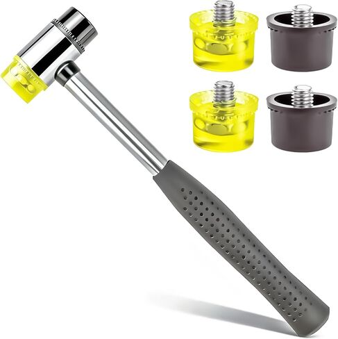MotBach 2 Pack Double Head Plastic and Rubber Hammer, Double-Faced Soft Hammer(25mm and 35mm) with 4 Pcs Replacement Head(25mm and 35mm) for Jewelry, Leather Crafts, Wood, Flooring Installation in Kuwait