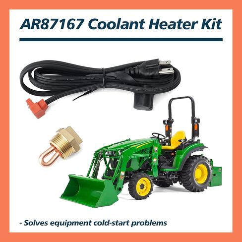 AR87167 Engine Block Coolant Heater Kit Compatible with John Deere 1025R 110 2210 2305 4210 445 X495 XUV for Gator 850D 855D 855M 865E Tractor, w/AR8767 Heater Element & AR87168 Cord in Saudi Arabia