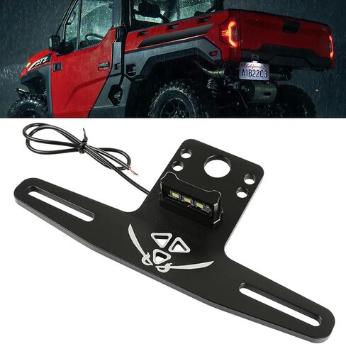 حامل لوحة ترخيص DREAMIZER UTV مع إطار لوحة ترخيص من الألومنيوم بإضاءة LED لمركبة ATV SxS وعربة الجولف والشاحنة وقارب مقطورة الثلج متوافق مع Polaris RZR Can-Am Maverick X3 Ranger in Kuwait
