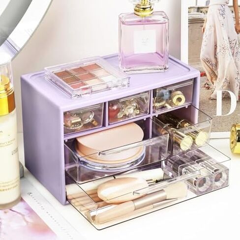 Drawer Organizer for Desk, Desktop Drawer Organizer with 6 Clear Drawers, Plastic Desktop Craft Storage Box for Desk Office School Home (White) in Saudi Arabia