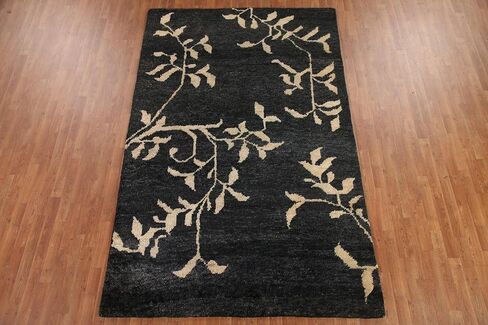 Rug Source Modern Collection 6x10 Abstract Area Rug, Hand Knotted Black Nature Print Rug, Oriental Jute Carpet for Bedroom, Living Room, Dining Room in Kuwait