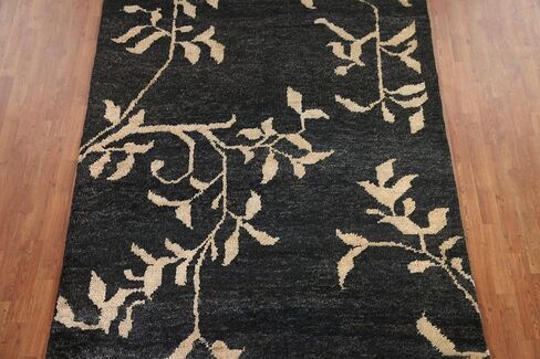 Rug Source Modern Collection 6x10 Abstract Area Rug, Hand Knotted Black Nature Print Rug, Oriental Jute Carpet for Bedroom, Living Room, Dining Room in Kuwait