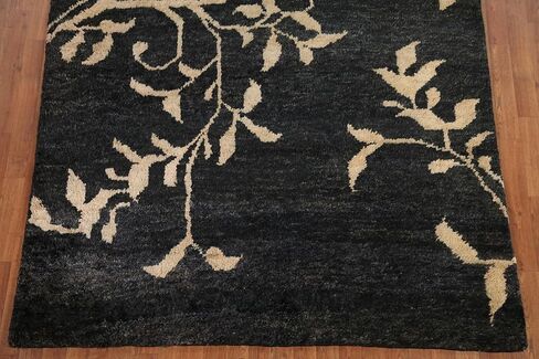 Rug Source Modern Collection 6x10 Abstract Area Rug, Hand Knotted Black Nature Print Rug, Oriental Jute Carpet for Bedroom, Living Room, Dining Room in Kuwait
