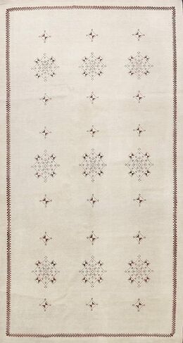 Rug Source Modern Collection 6x10 Modern Area Rug, Hand Knotted Beige & Ivories Geometric Rug, Oriental 100% Wool Carpet for Bedroom, Living Room, Dining Room in Kuwait