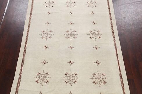 Rug Source Modern Collection 6x10 Modern Area Rug, Hand Knotted Beige & Ivories Geometric Rug, Oriental 100% Wool Carpet for Bedroom, Living Room, Dining Room in Kuwait