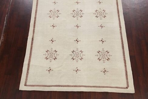 Rug Source Modern Collection 6x10 Modern Area Rug, Hand Knotted Beige & Ivories Geometric Rug, Oriental 100% Wool Carpet for Bedroom, Living Room, Dining Room in Kuwait