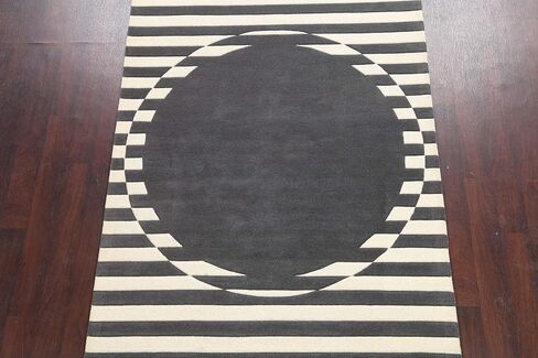 Rug Source Modern Collection 5x8 Modern Area Rug, Hand Tufted Greys & Charcoal Geometric Rug, Oriental 100% Wool Carpet for Bedroom, Living Room, Dining Room in Kuwait