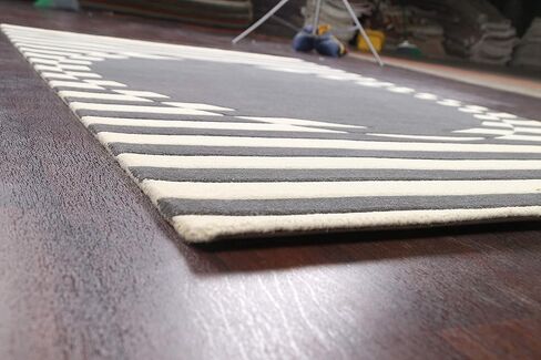 Rug Source Modern Collection 5x8 Modern Area Rug, Hand Tufted Greys & Charcoal Geometric Rug, Oriental 100% Wool Carpet for Bedroom, Living Room, Dining Room in Kuwait