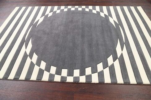 Rug Source Modern Collection 5x8 Modern Area Rug, Hand Tufted Greys & Charcoal Geometric Rug, Oriental 100% Wool Carpet for Bedroom, Living Room, Dining Room in Kuwait