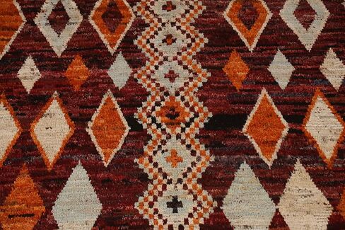 Rug Source Modern Collection 9x12 Area Rug, Hand Knotted Red Tribal Rug, Oriental 100% Wool Carpet for Bedroom, Living Room, Dining Room in Kuwait
