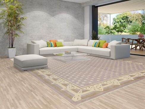 Rug Source Modern Collection Large Rugs (Palace Sized) Nepalese Area Rug, Hand Knotted Purples Transitional Rug, Oriental 100% Wool Carpet for Bedroom, Living Room, Dining Room in Kuwait