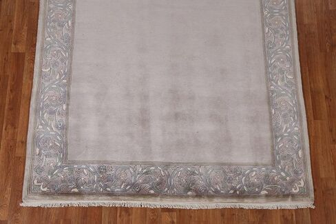 سجادة منطقة نيبالية مقاس 5 × 8 من مجموعة Rug Source الحديثة، سجادة ذات حواف رمادية وفحمية معقودة يدويًا، سجادة صوف شرقية 100% لغرفة النوم، وغرفة المعيشة، وغرفة الطعام in Kuwait