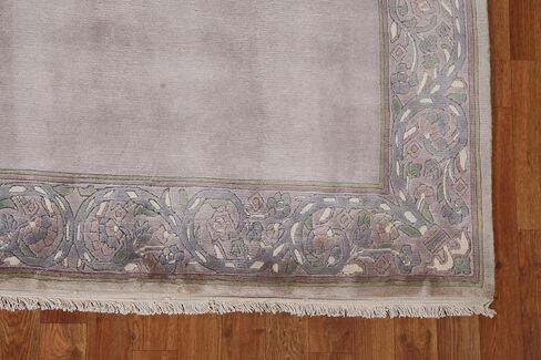 سجادة منطقة نيبالية مقاس 5 × 8 من مجموعة Rug Source الحديثة، سجادة ذات حواف رمادية وفحمية معقودة يدويًا، سجادة صوف شرقية 100% لغرفة النوم، وغرفة المعيشة، وغرفة الطعام in Kuwait