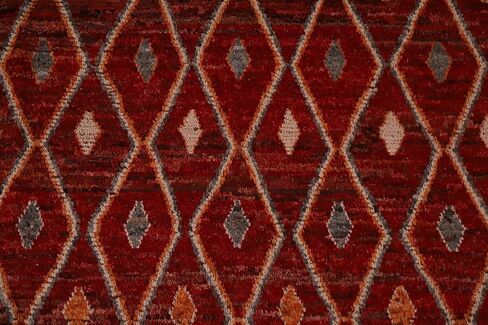 Rug Source Modern Collection 7x9 Area Rug, Hand Knotted Red Geometric Rug, Oriental 100% Wool Carpet for Bedroom, Living Room, Dining Room in Kuwait