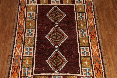 سجادة منطقة Rug Source Modern Collection مقاس 7x10، سجادة قبلية حمراء معقودة يدويًا، سجادة صوف شرقية 100% لغرفة النوم، وغرفة المعيشة، وغرفة الطعام in Kuwait