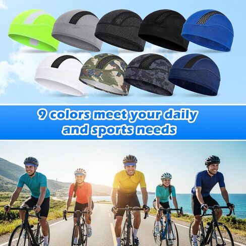 9 Pack Unisex Breathable Mesh Skull Cap, Lightweight Quick Dry Helmet Liner Beanie for Running, Cycling in Saudi Arabia