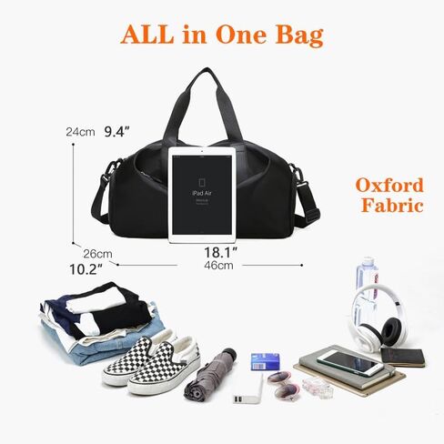 Gym Bag with Shoes Compartment and Wet Pocket Sports Waterproof Travel Duffel Bag for Men Women in Saudi Arabia