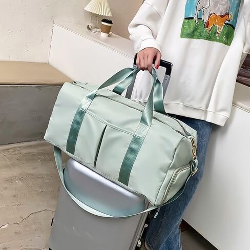 Gym Tote Bags for Women Men with Shoes Compartment Waterproof Weekend Overnight Duffle Tote Bag Lightweight Hospital Carry on Handbag for Gym, Travel, Yoga, Sports (Green) in Saudi Arabia