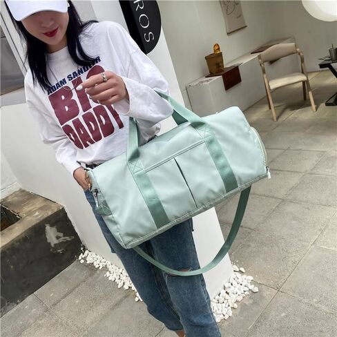 Gym Tote Bags for Women Men with Shoes Compartment Waterproof Weekend Overnight Duffle Tote Bag Lightweight Hospital Carry on Handbag for Gym, Travel, Yoga, Sports (Green) in Saudi Arabia