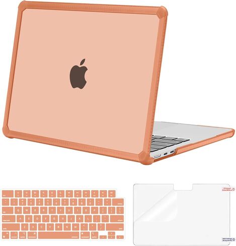 حافظة MOSISO متوافقة مع جهاز MacBook Air 13.6 بوصة إصدار 2022-2024 M3 A3113 M2 A2681، مضادة للكسر ومضادة لبصمات الأصابع، حافظة صلبة بلاستيكية متينة من مادة TPU وغطاء لوحة المفاتيح وطبقة شاشة، وردي in Kuwait