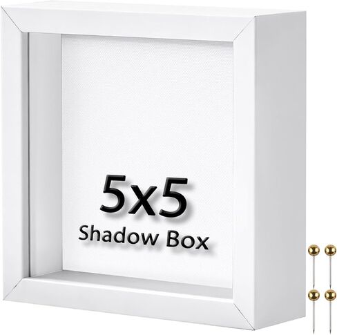 إطار صندوق الظل 8x8 | يتضمن ظهر الكتان الناعم ودبابيس الدفع، وحافظة عرض الذاكرة للزهور والتذاكر والعناصر ثلاثية الأبعاد العزيزة، أبيض in Saudi Arabia