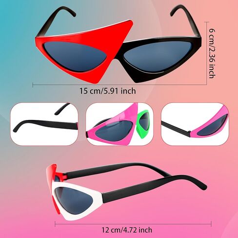 8 Pack Novelty Party Sunglasses Funny 80s Triangle Sunglasses Retro Asymmetric Hip Hop Glasses for 80s Hip Hop Music Festival Dance Birthday Party in Kuwait