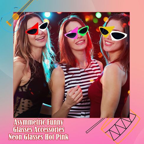 8 Pack Novelty Party Sunglasses Funny 80s Triangle Sunglasses Retro Asymmetric Hip Hop Glasses for 80s Hip Hop Music Festival Dance Birthday Party in Kuwait