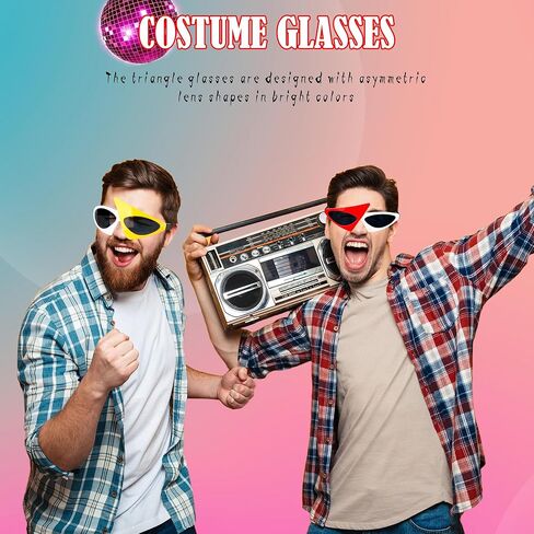 8 Pack Novelty Party Sunglasses Funny 80s Triangle Sunglasses Retro Asymmetric Hip Hop Glasses for 80s Hip Hop Music Festival Dance Birthday Party in Kuwait