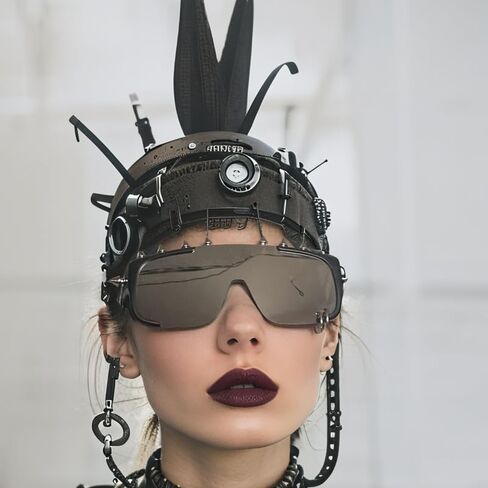 نظارات شمسية Dollger Y2K Punk Rock مع مسامير طويلة فريدة من نوعها، مرآة Goth Steampunk بإطار مربع كبير الحجم، نظارات تنكرية رائعة للمهرجانات للنساء والرجال in Saudi Arabia