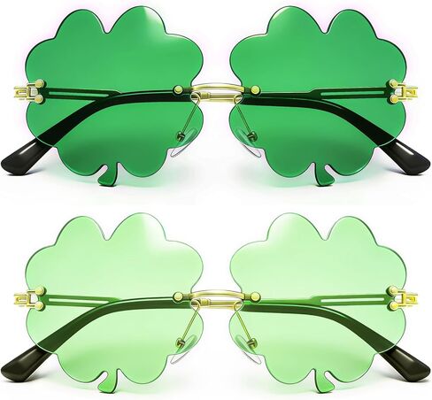QLINLEAF St. Patrick's Day Shamrock Sunglasses Green Clover Glasses for Men Women Novelty Irish Lucky Leprechaun Costume Party Glasses in Saudi Arabia
