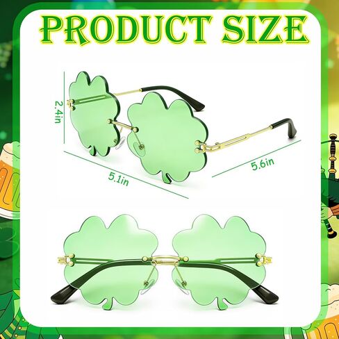 St. Patrick’s Day Shamrock Sunglasses Irish Green Four Leaf Clover glasses Green Lucky Leprechaun Costume Glasses in Kuwait
