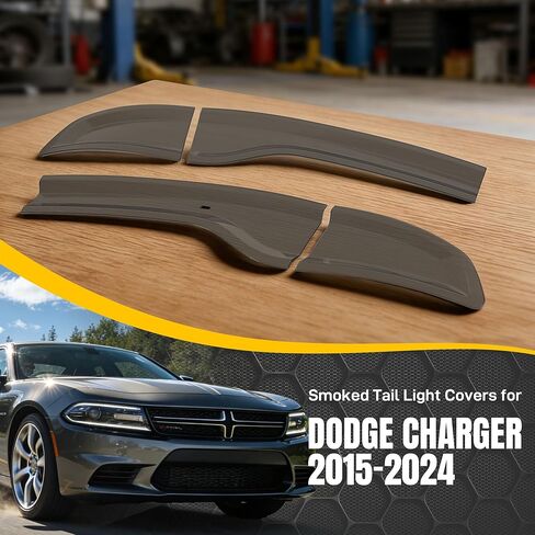 Smoked Black Tail Light Covers for 2015-2024 Dodge Charger, Protective Rear Lamp Guards, Exterior Automotive Accessories in Saudi Arabia