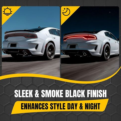Smoked Black Tail Light Covers for 2015-2024 Dodge Charger, Protective Rear Lamp Guards, Exterior Automotive Accessories in Saudi Arabia