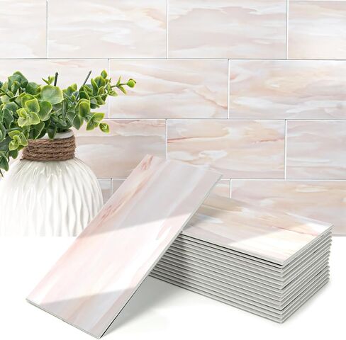 Art3d 102-Piece Peel and Stick Wall Tile for Kitchen Backsplash, Bathroom, Fireplace, 3in. x 6in. Stick on Subway Tile, Yellow Jasper in Saudi Arabia