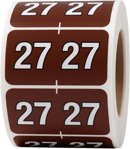 Barkley Compatible Filing Medical Healthcare Labels – Brown 1 x 1.5 Inch Adhesive Stickers, Year 2027, 500 Total Labels Per Roll for Medical Records, Charts, and Office Filing – Made in The USA in Saudi Arabia