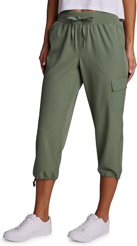 بنطال كابري كارجو منسوج خفيف الوزن للنساء من RBX Active مع جيوب in Kuwait