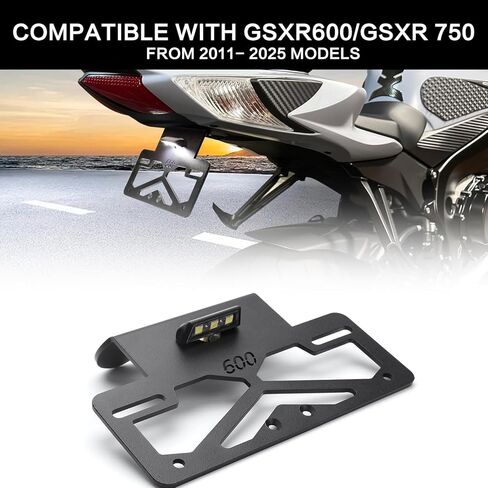 GSXR 600/750 Fender Eliminator Kit – Plug & Play Aluminum Tail Tidy with LED Plate Light Fit for GSXR600 GSXR750 2011–2025 (Vibration-Resistant) in Saudi Arabia