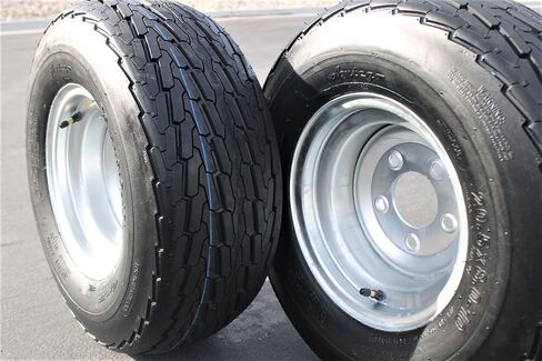 (Set of 2) 205/65-10 20.5x8.0-10 10 ply Load Range E Super Durable Antego Trailer Tire Wheel Assy - 5 Lug Galvanized Rim in Saudi Arabia
