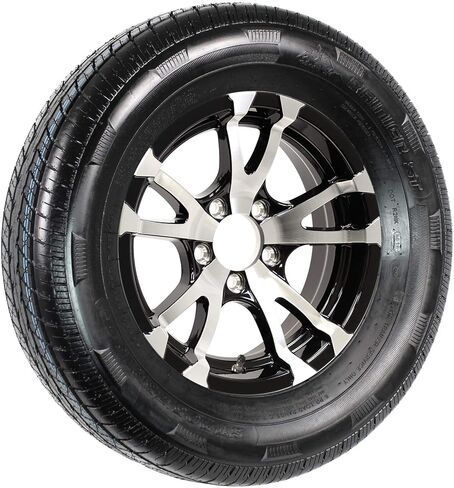 حافة إطار مقطورة نصف قطرية eCustomrim ST205/75R15 مقاس 15 بوصة. 5 عروة من الألومنيوم T07 عجلة سوداء - ضمان لمدة 6 سنوات مع جانب الطريق مجانًا in Saudi Arabia